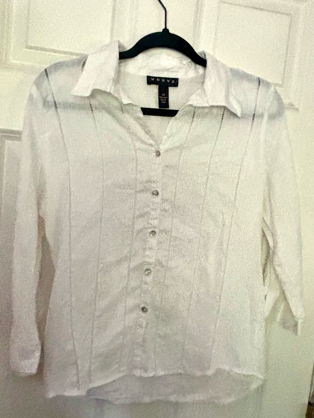 Weavz White 100% Linen Button Up Top - Size M (Runs Small)